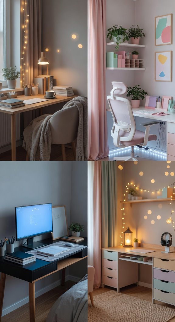 desk by window neutral palette supportive chair