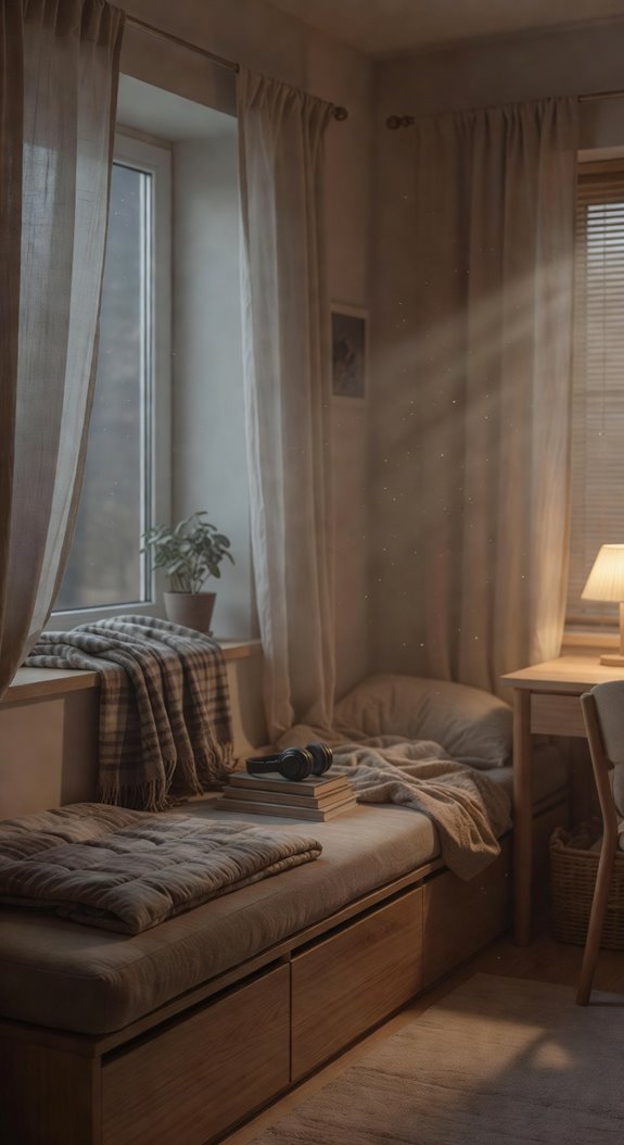 desk by windows diffused light