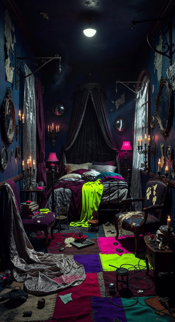 dim velvet gothic bedroom ambience
