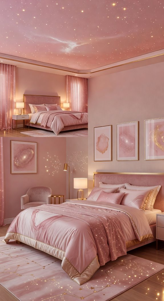 dusty pink with dark accents