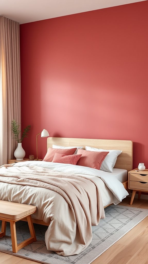 dusty rose wall white trim