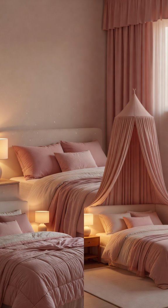 dusty rose warm lighting ambiance
