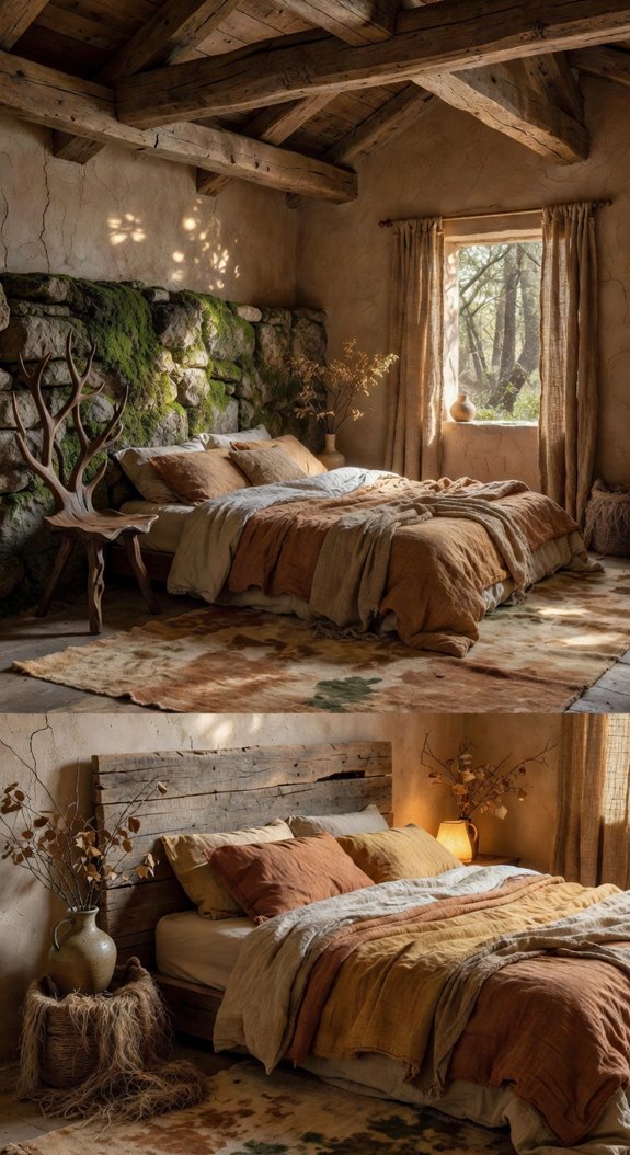 earthy woodland bedroom textures