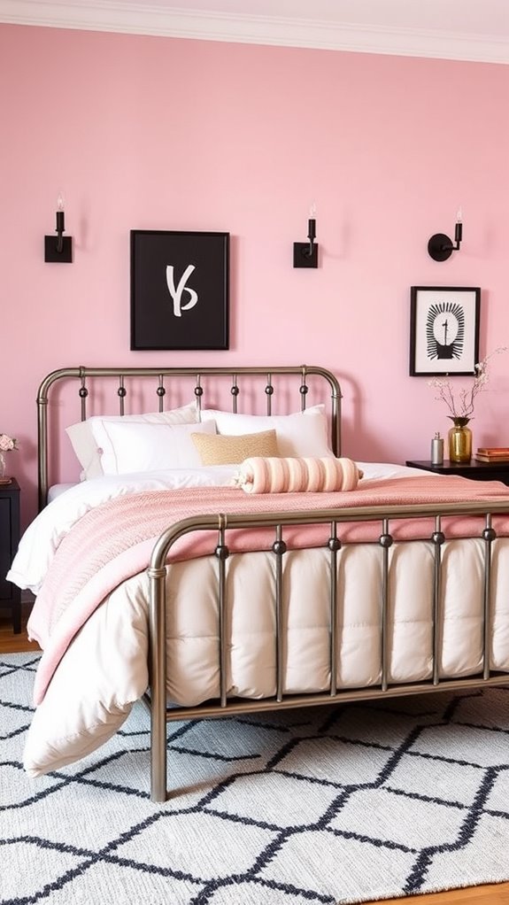 edge with metal accents contrasts pink