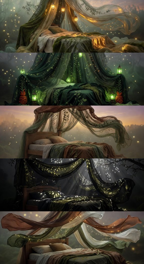 enchanted forest canopy above bed