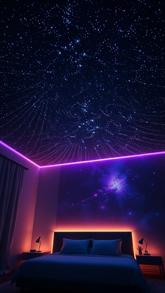 fiber optic stars illuminate ceiling clusters