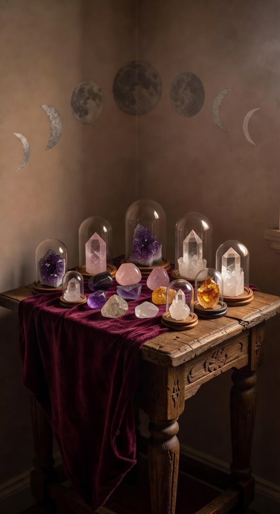 floating amethyst rose quartz arrangement