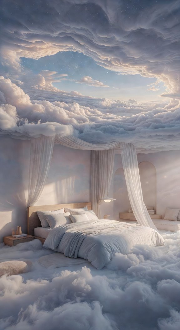 floating cloud bedroom with forest accents