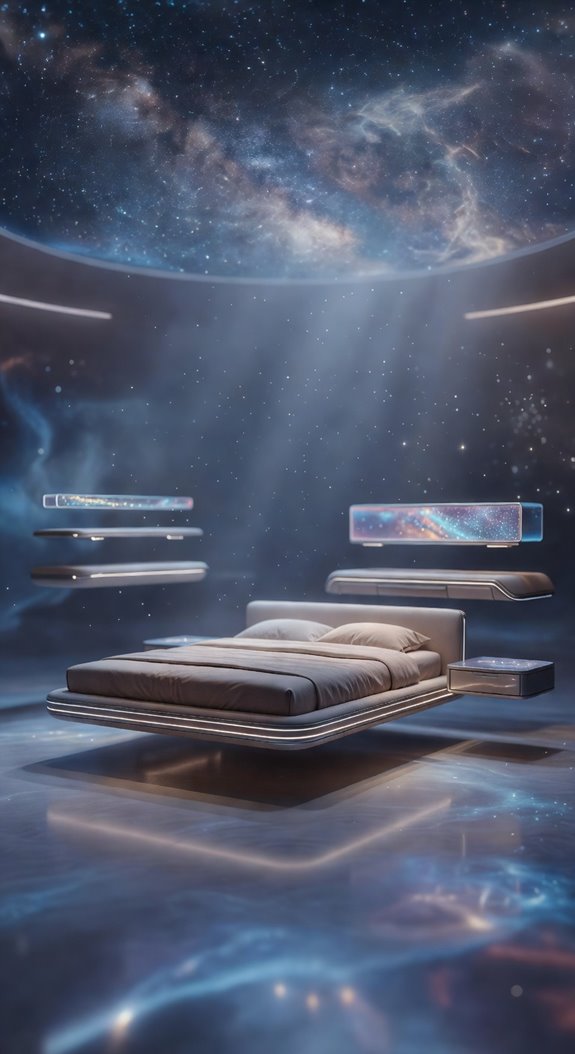 floating furniture creates weightless suspended feel
