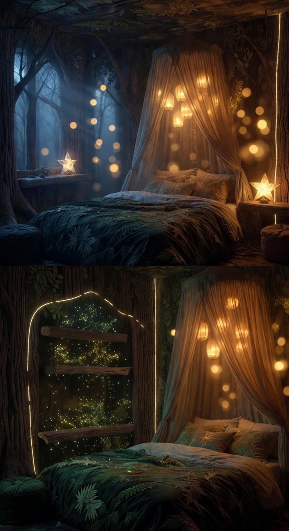 forest inspired layered lighting ambiance