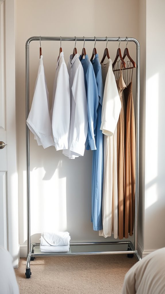 freestanding chrome garment rail