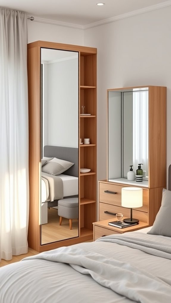 full length mirrored storage cabinets