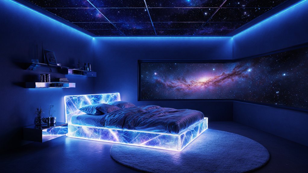 futuristic bedroom with cosmic edge