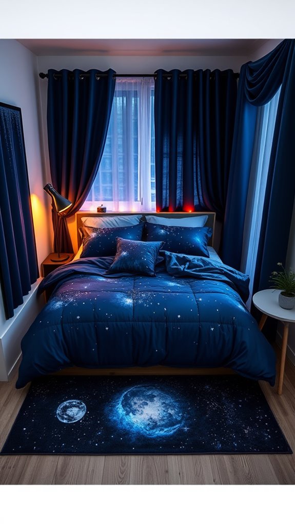 galaxy bedding with celestial accents