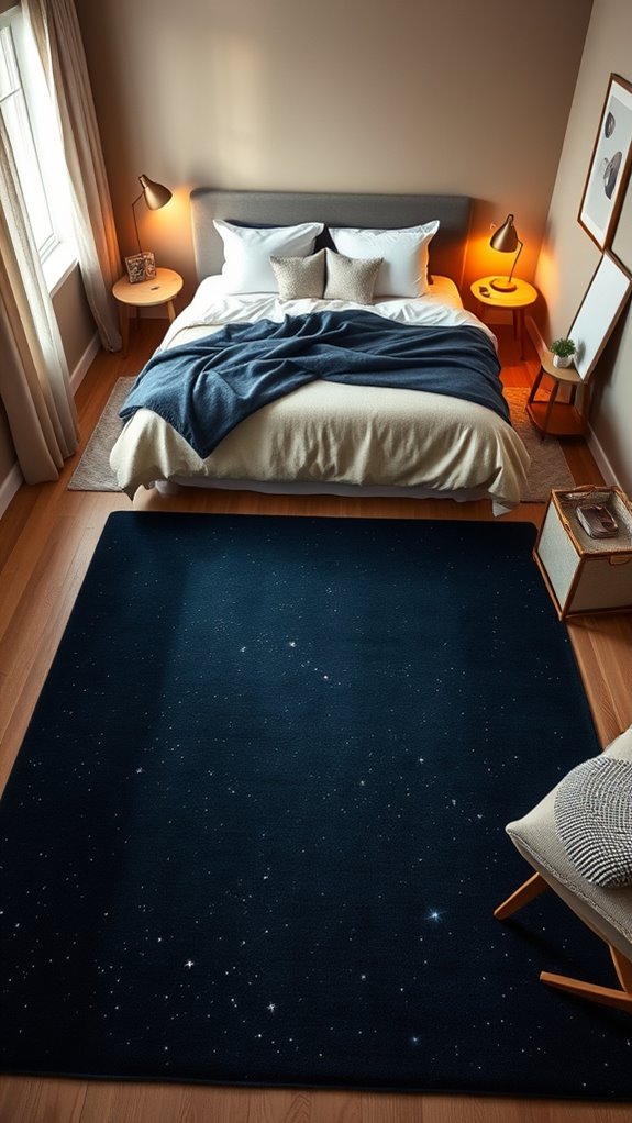galaxy rug anchors cosmic bedroom