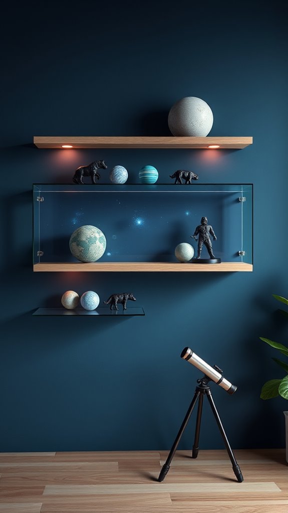 galaxy shelf styling balanced space themed