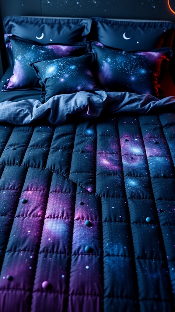 galaxy themed bedding anchors room aesthetic