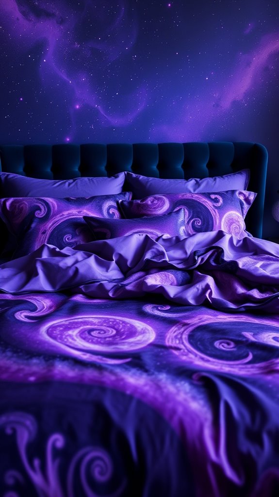 galaxy themed bedding enhances space depth