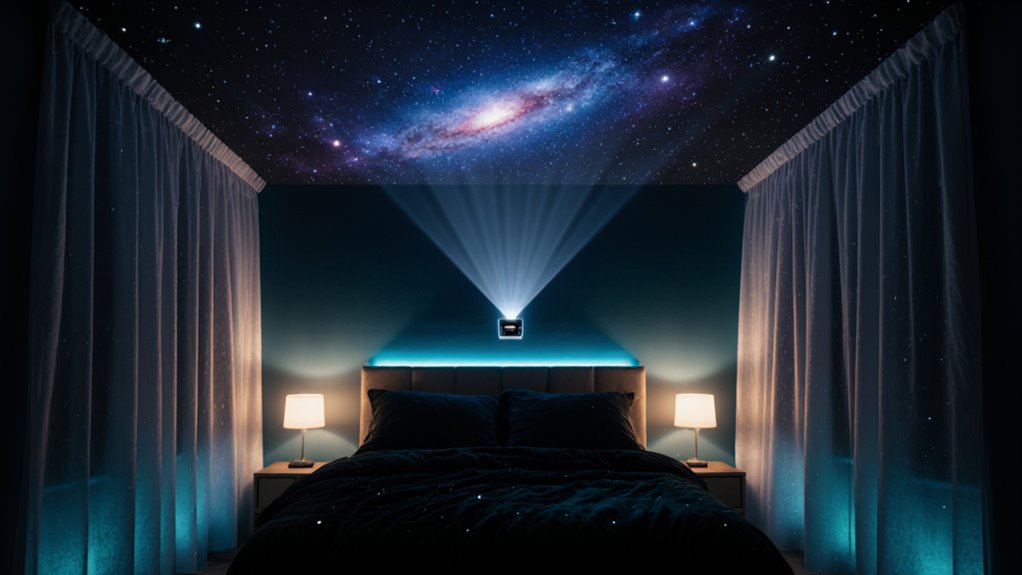 galaxy themed bedroom ideas with projectors and lights