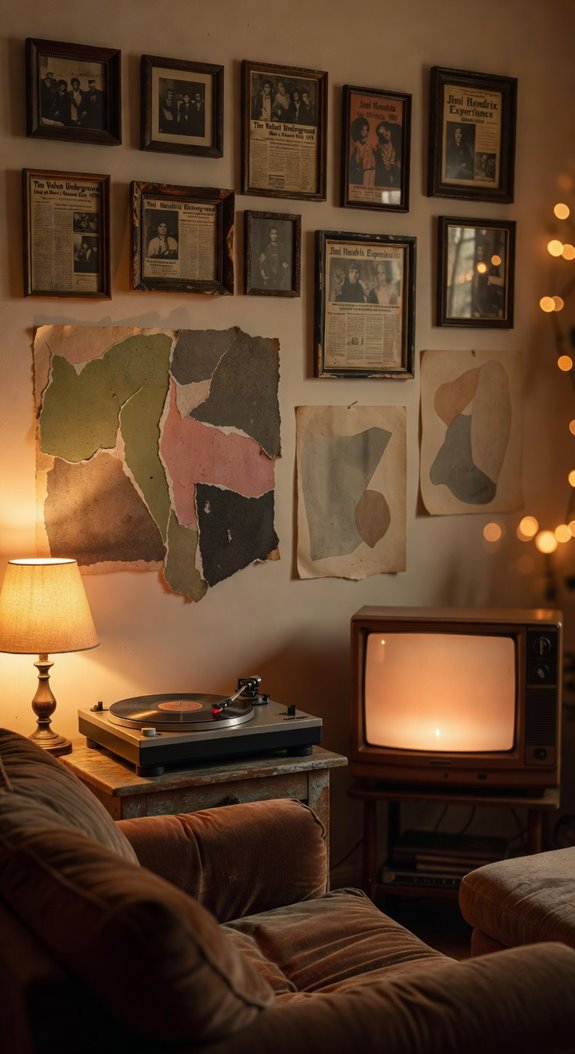 gallery walls with vintage diy art
