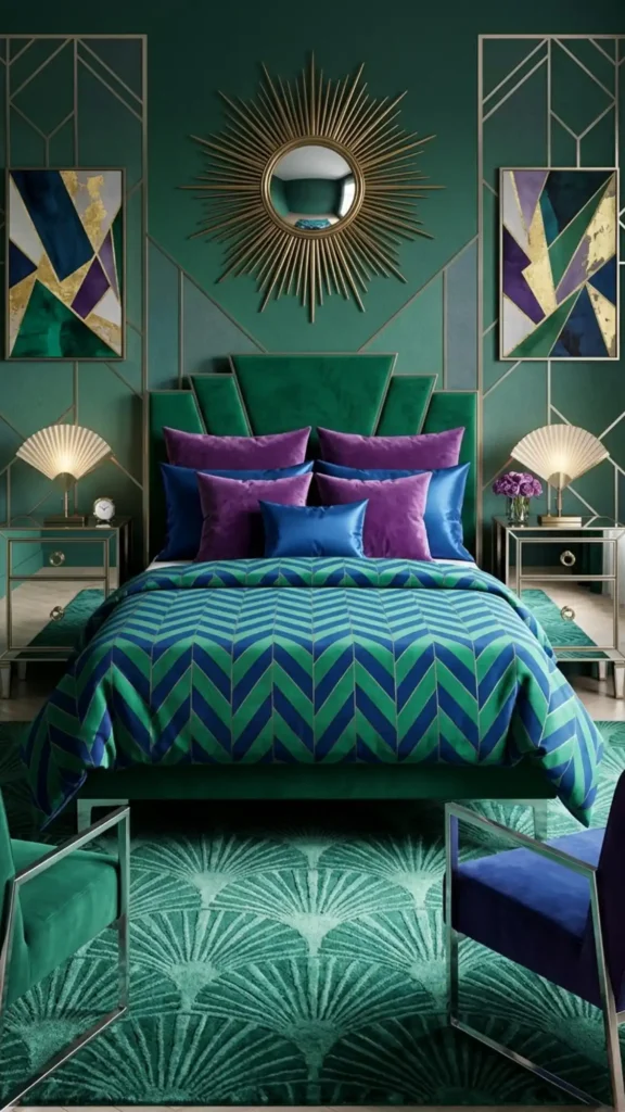geometric glamour emerald velvet