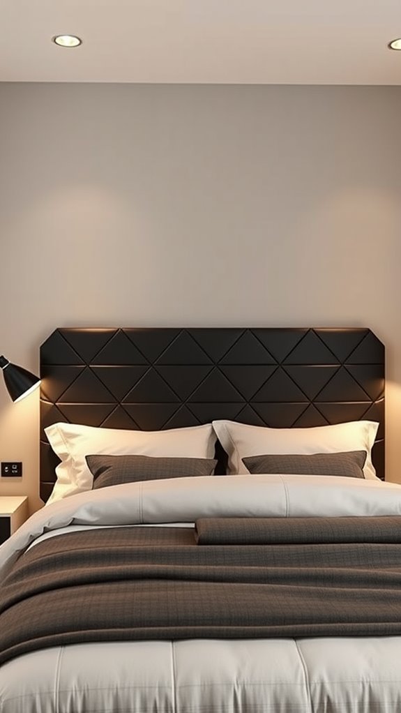 geometric upholstered chevron headboard