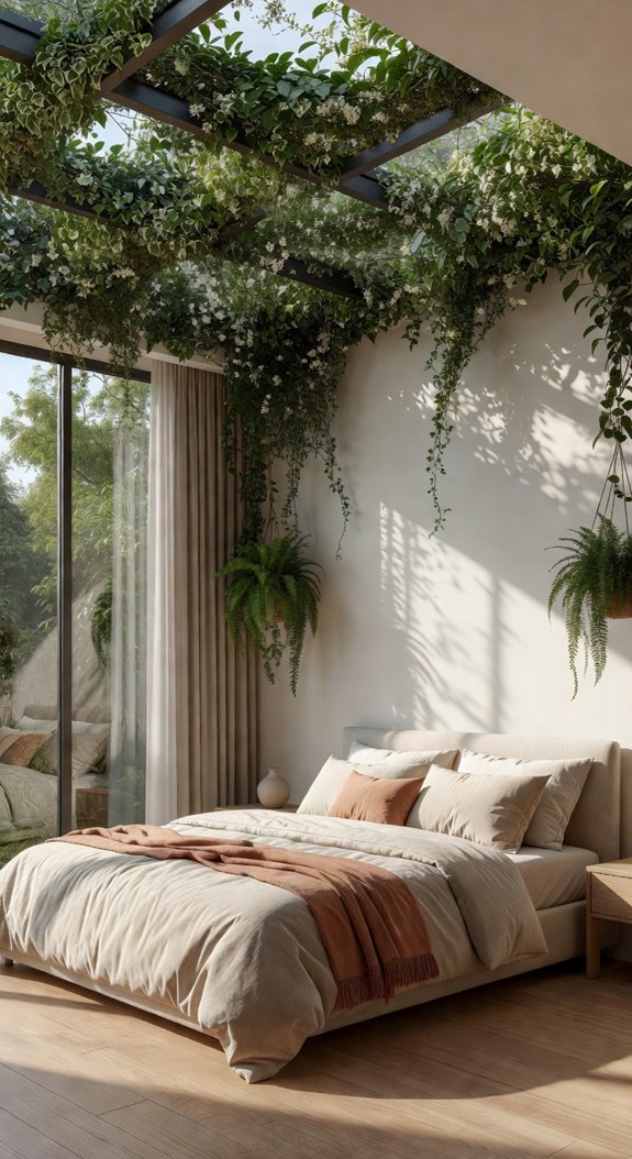 glass ceiling vine bedroom retreat