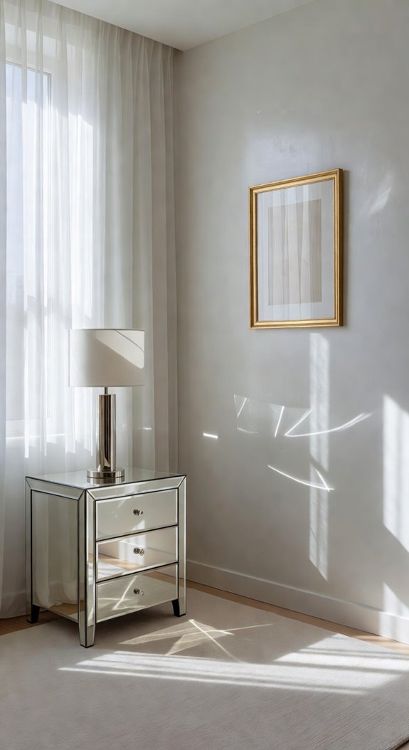 glossy metallic accents brighten space