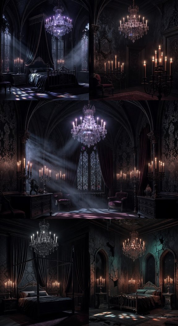 gothic chandeliers shadowed candelabras focal point
