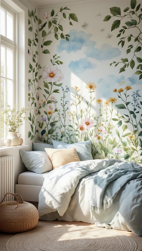 hand painted botanical wall murals