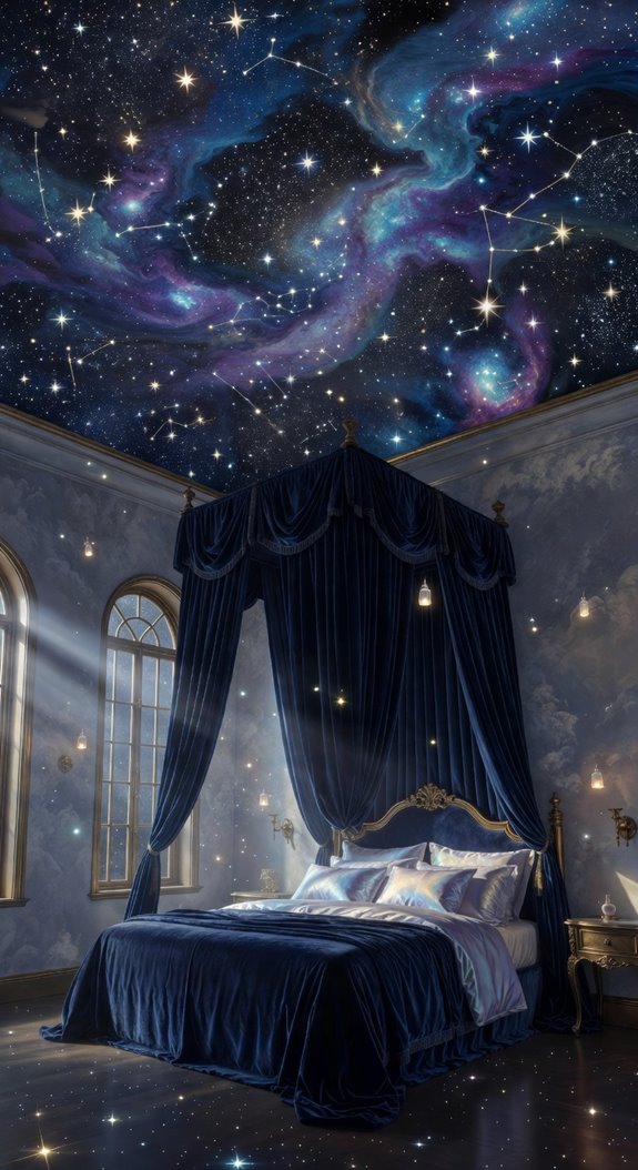 hand painted celestial bedroom ceiling