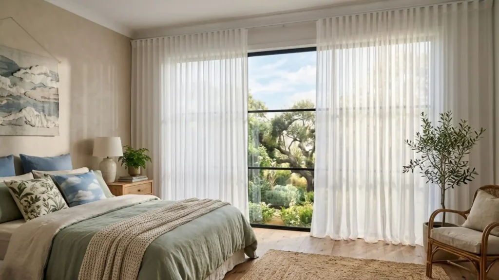 hang sheer curtains high floor length