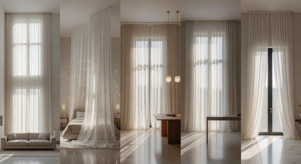 hang sheer curtains high floor length