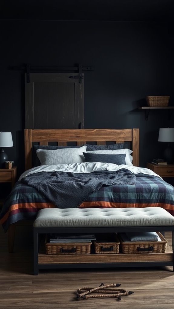 hidden storage for moody bedrooms