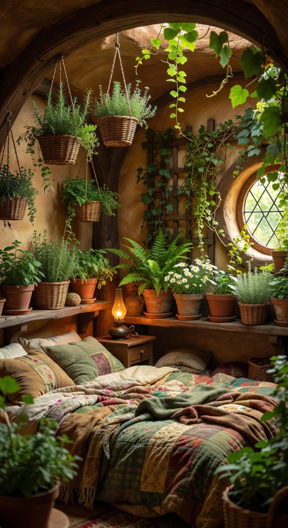 hobbit bedroom mossy greenery sanctuary