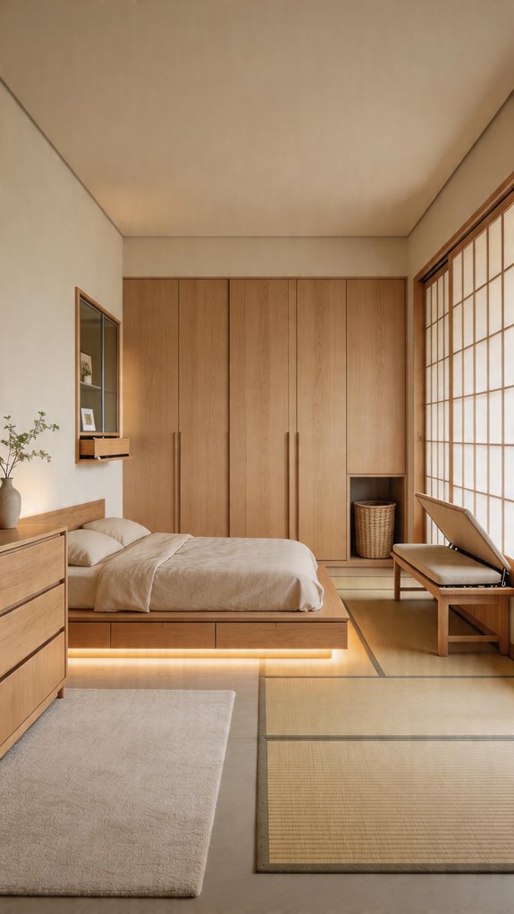 integrated hidden storage for japandi serenity
