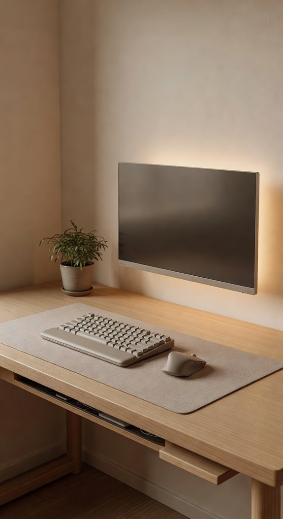 japandi gaming desk essentials clean warm