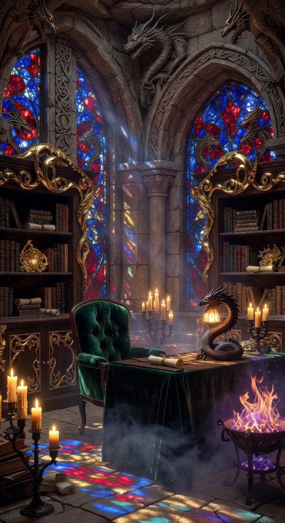 jewel toned dragon lair office