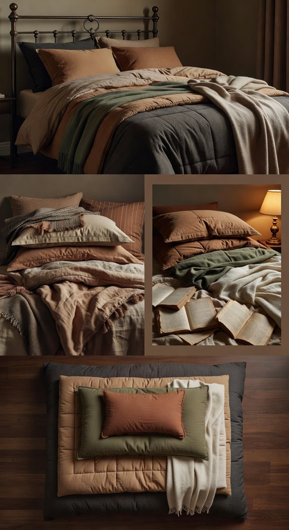layered bedding in dark academia