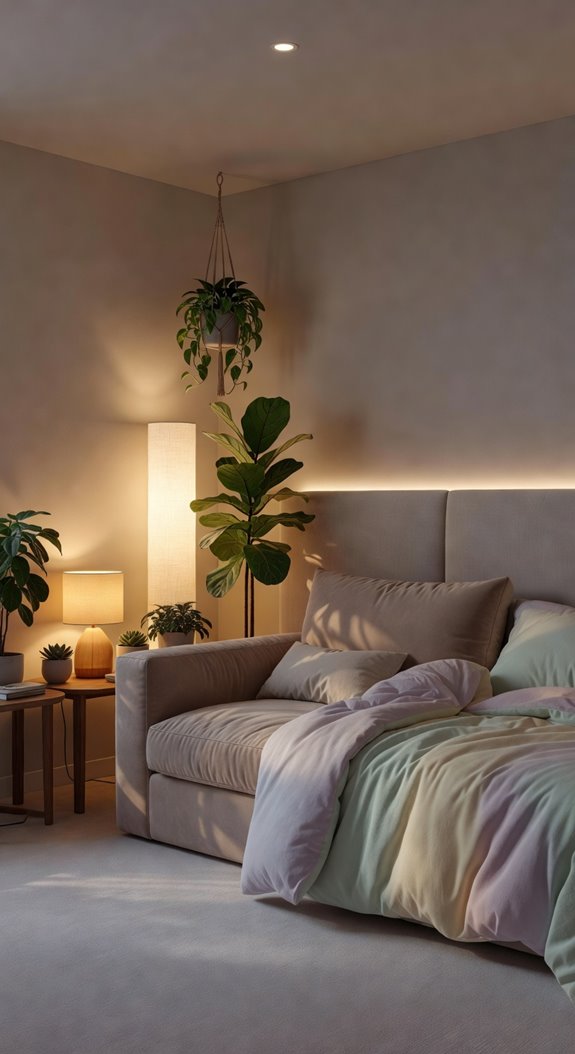 layered lighting for cozy ambiance