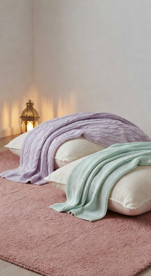 layered rugs blankets forest decor