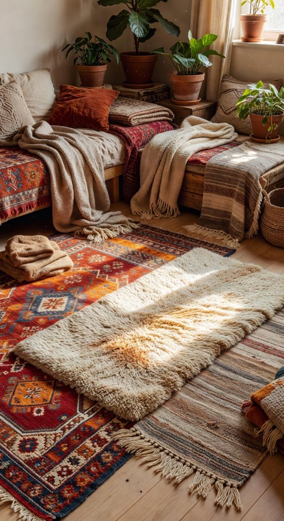 layered rugs boho bedroom vibes