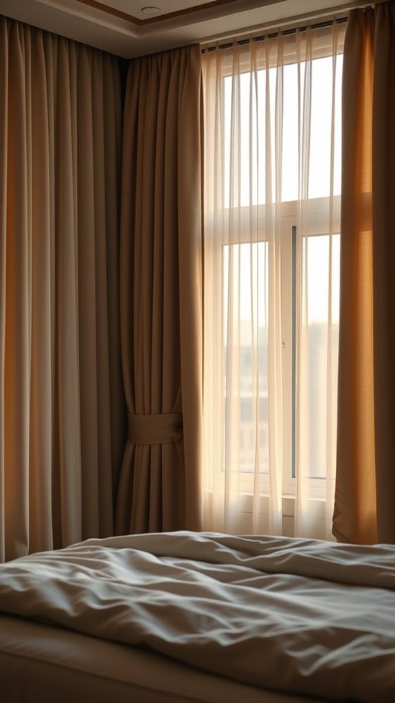 layered sheer and blackout curtains