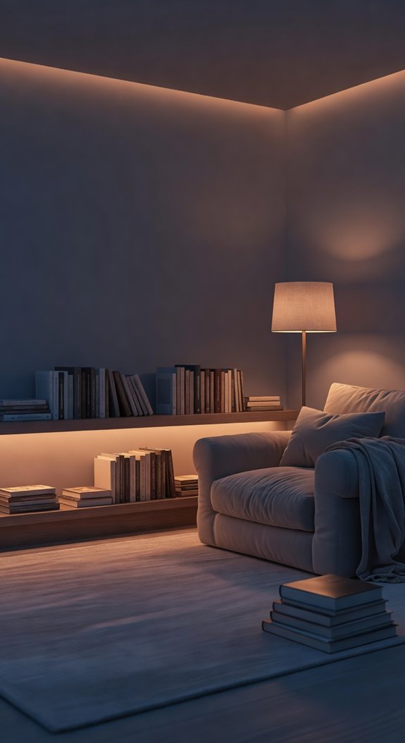 layered warm lighting for reading