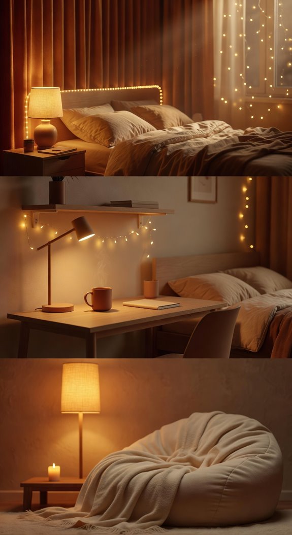 layered warm lighting with plants