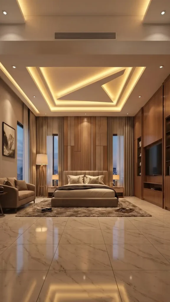led lit coffered ceiling bedroom ambiance