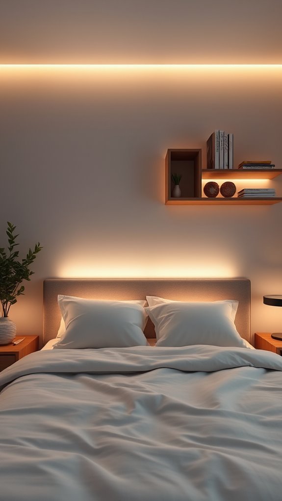 led strip ambient lighting behind headboards