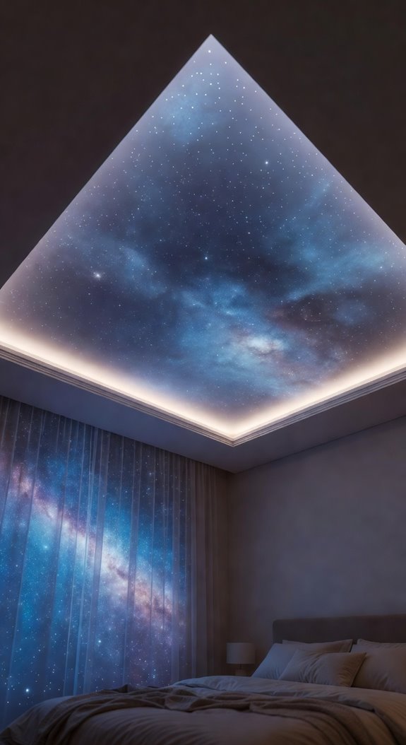 led strips create galaxy glow ceiling