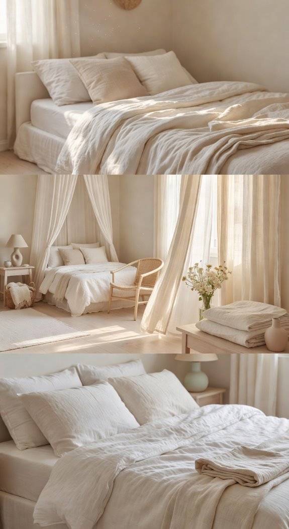 linen and white bedroom harmony