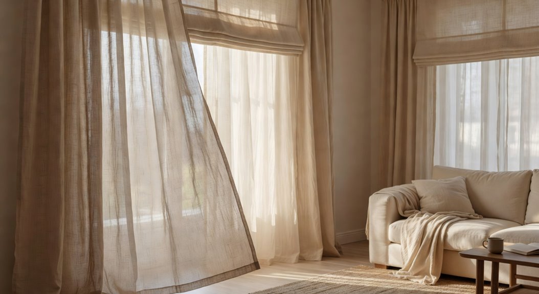 linen panels with sheers layered